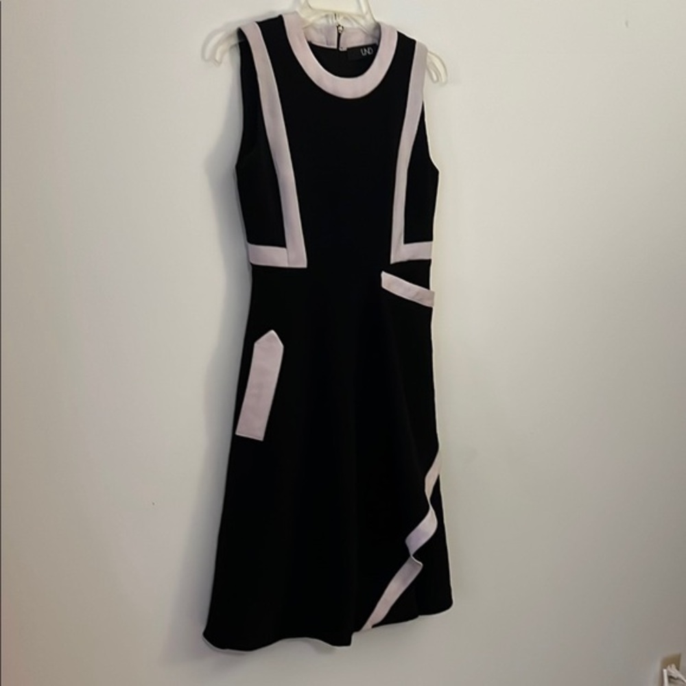 Pro LIND Black and White Asymmetrical Sleeveless Midi Dress
